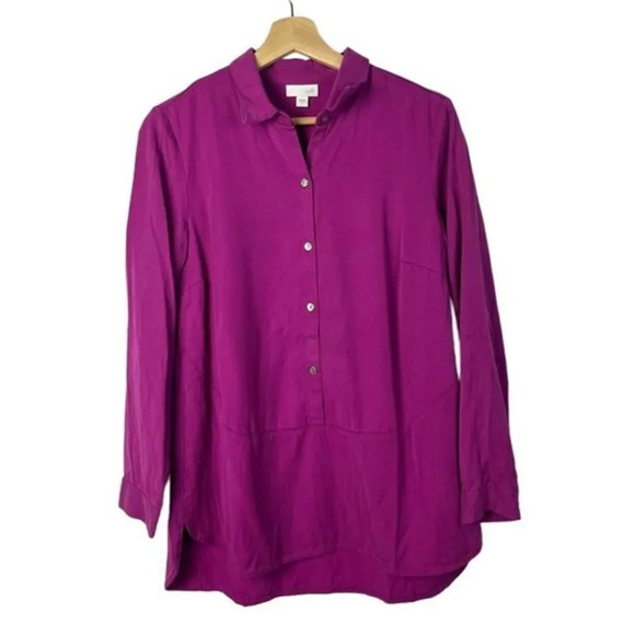 J. Jill Berry Purple Popover Half Button Long Sleeve Tunic S - Picture 2 of 5